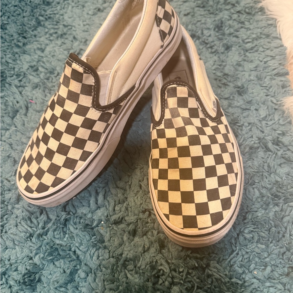 Vans Kids Checkered Slip-On Sneakers - Black and Cream